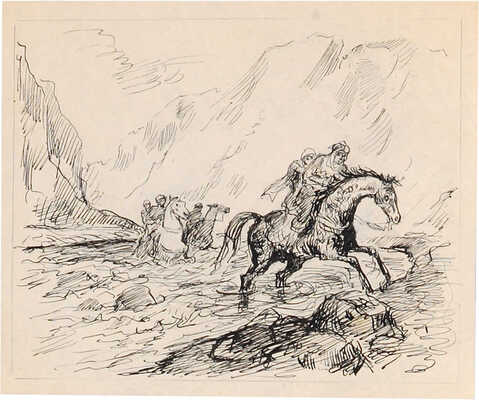 Бехтеев Владимир Георгиевич. Лот из 13 листов (семь листов двухсторонние) с иллюстрациями к кн.: Ирвинг В. Рассказы и легенды (М.; Л.: Детская литература ЦК ВЛКСМ, 1939)